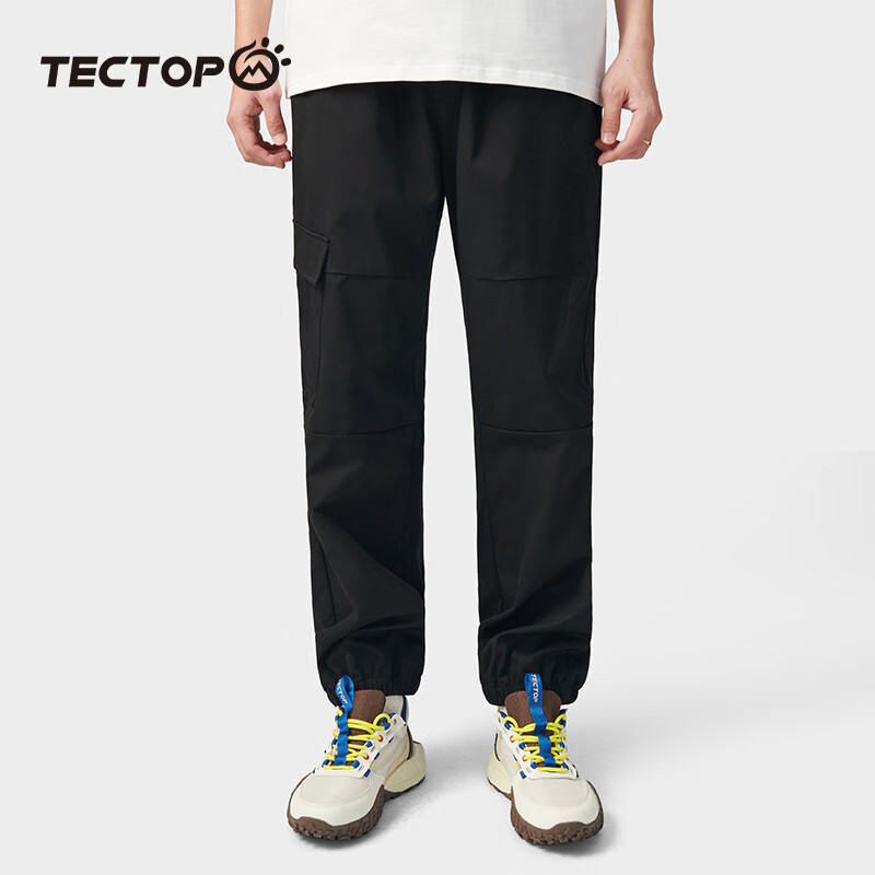 TECTOP Outdoor Lightweight Casual Pants, Couple's Loose-Fit Trousers 2412293XX Men's Classic Black L