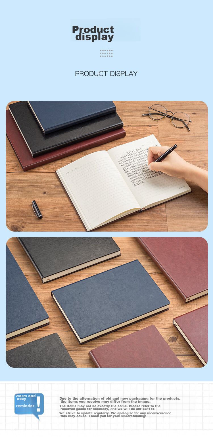 COMIX 18K/114 Sheets Business Leather Notebook B5 Journal/Notebook, Thickened Meeting Record Book, Classic Diary, Fashionable Office Supplies C5841 Black 9
