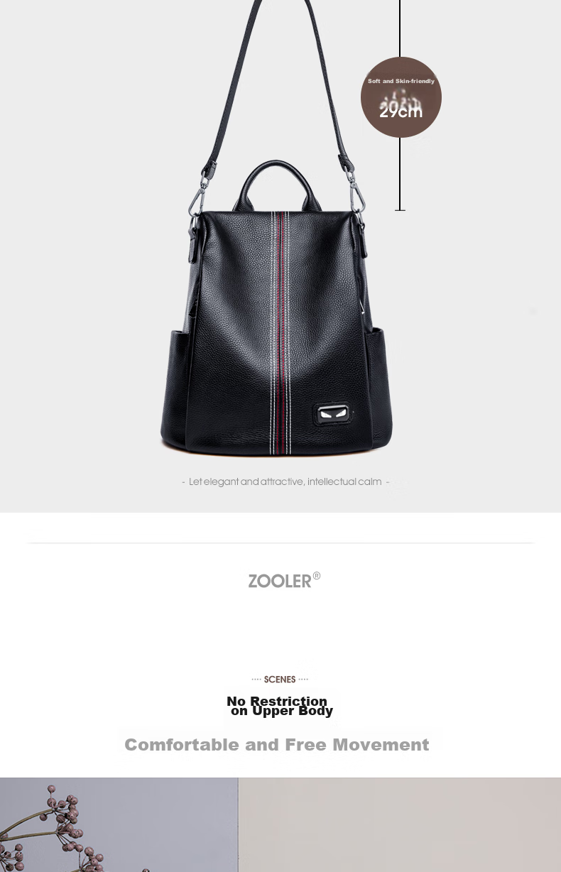 ZOOLER Women's Backpack, 2026 New Light Luxury Genuine Leather Backpack, Anti-Theft Soft Leather Travel Backpack for Women, Birthday Gift 9