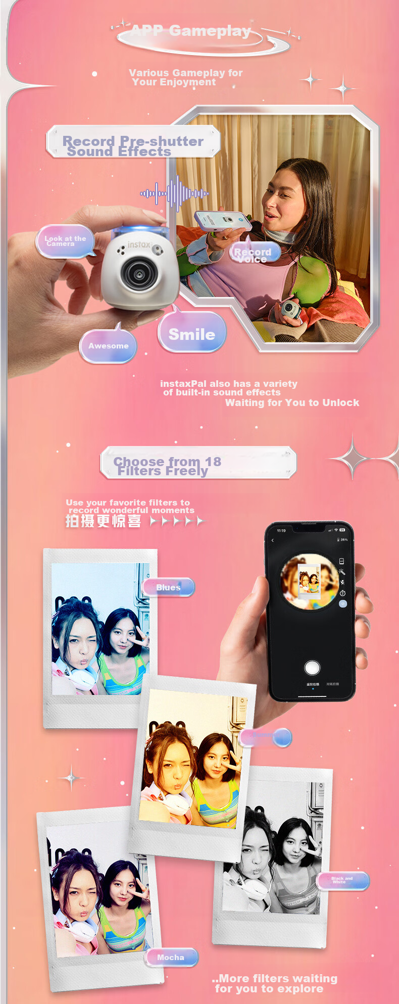 INSTAX Fuji INSTAX Instant Camera CCD Smart Camera PAL Cat Paw Pink Student Toy Camera Standalone 13