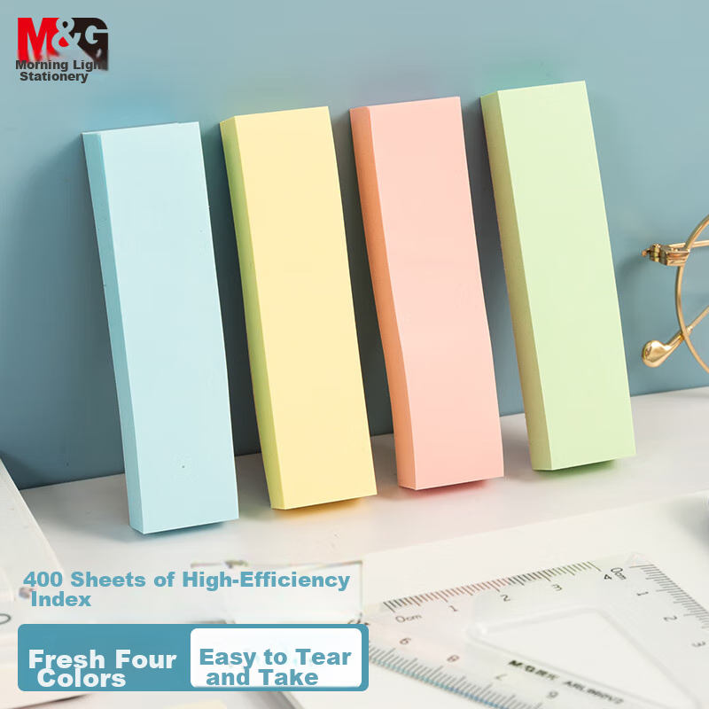 M&G Stationery, Colorful Small Index Sticky Notes, Label Stickers, Memo Pads, Adhesive Small Strips, Markers, Bookmarks, 4 Colors, 76*19mm, YS-13 Office Supplies
