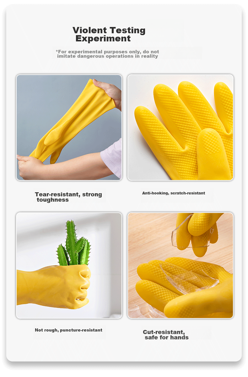 MEIJIARIJI Thickened Latex Rubber Gloves M Size 2 Pairs Household Dishwashing Gloves Property Cleaning Rubber Gloves 6