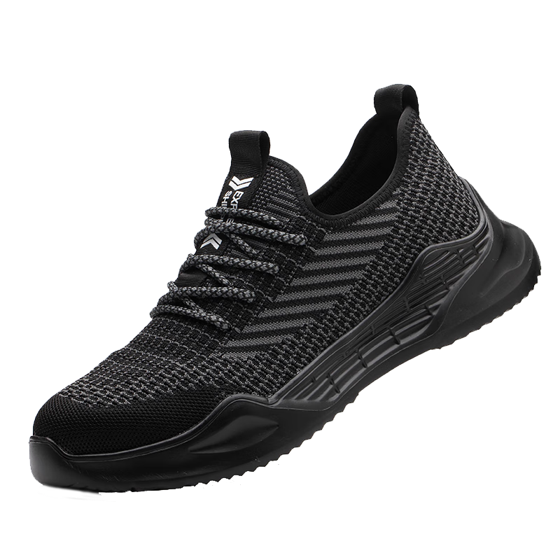 Jiuzhou Wolf Warrior Men's Breathable Protective Work Shoes Anti-Smash Anti-Puncture Kevlar Midsole Steel Toe Rubber-Plastic Sole Breathable Flyknit Mesh Safety Shoes Anti-Smash Anti-Puncture [All-Sea