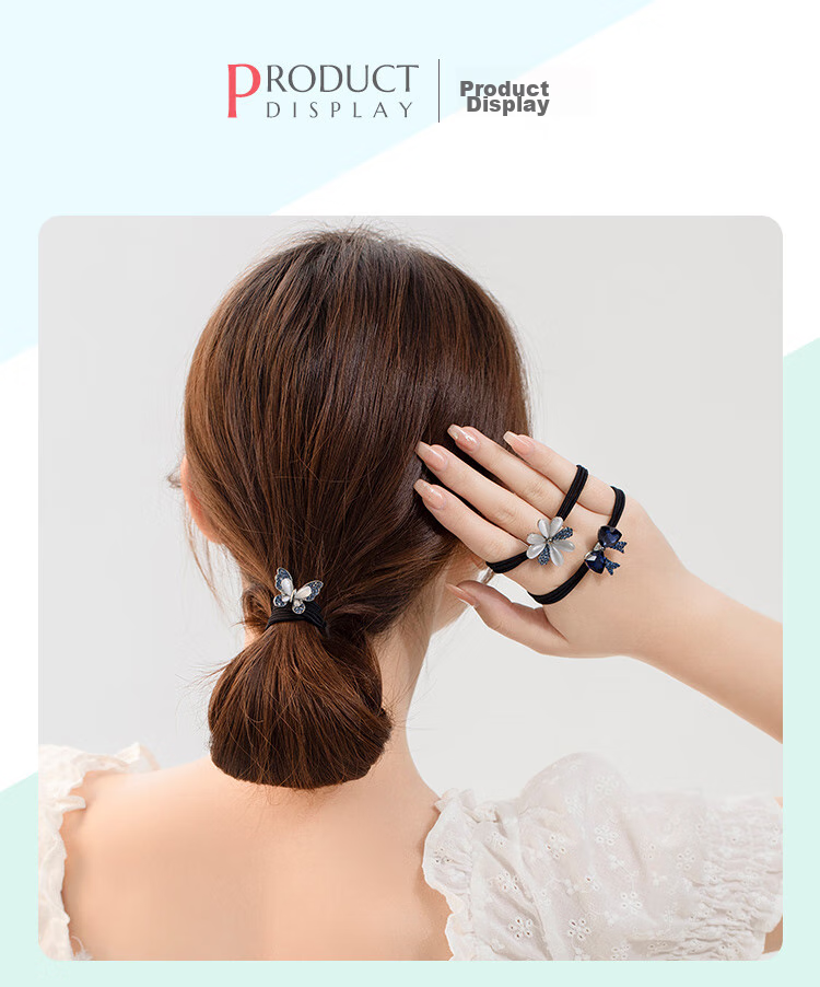 CHIMERA 3-Piece Luxury Hair Ties, High Ponytail Hair Bands, Back of Head Bun Ties, Hair Accessories for Women, Mid-Autumn Festival Gift 8