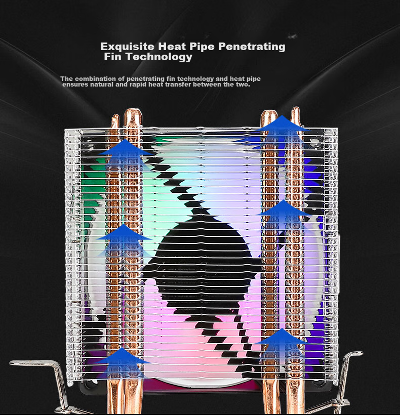 JPLAYER Ziyi Collaboration Edition 4 Copper Tube CPU Cooler, Black ARGB Lighting Synchronization, Intelligent Temperature Control (Supports All Platforms, Includes Thermal Paste, 170W Power Dissipation) JPS-509 5