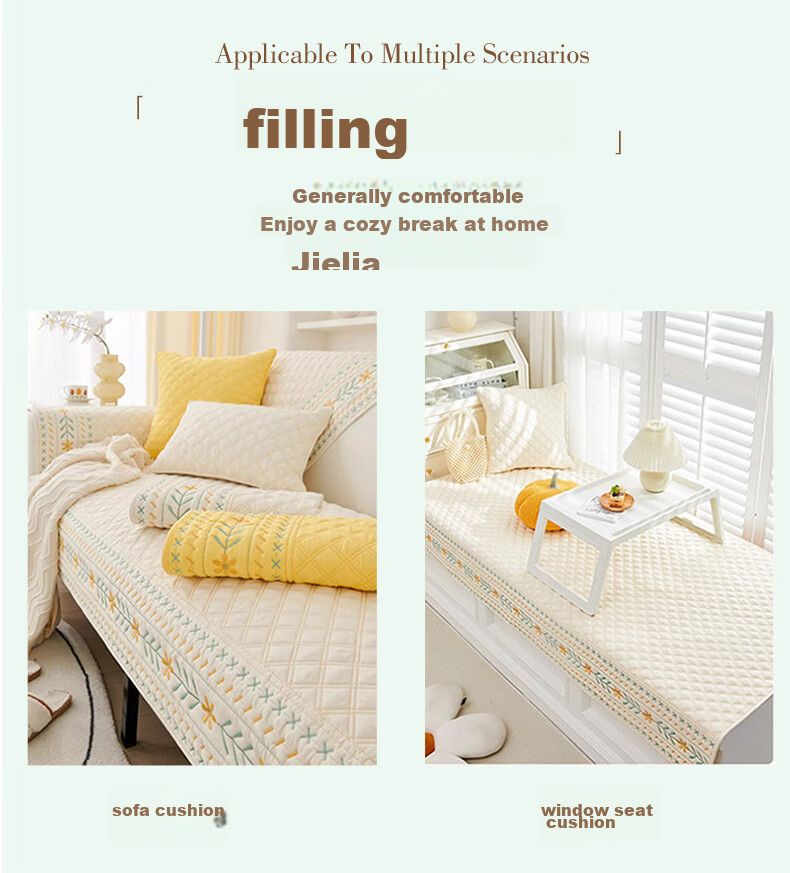 AVIVI Sofa Cushion, All-Season Sofa Cover, Non-Slip Sofa Slipcover, Bay Window Pad, 90*240 Cm, Floral Patter 1