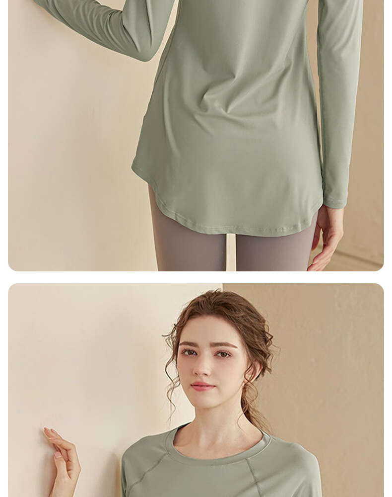XUEXIMAN Yoga Wear Sports Top for Women, Spring And Autumn Quick-Dry Long-Sleeve T-Shirt, Mid-Length, Hip-Covering, Slimming, Breathable, for Running And Fitness 7