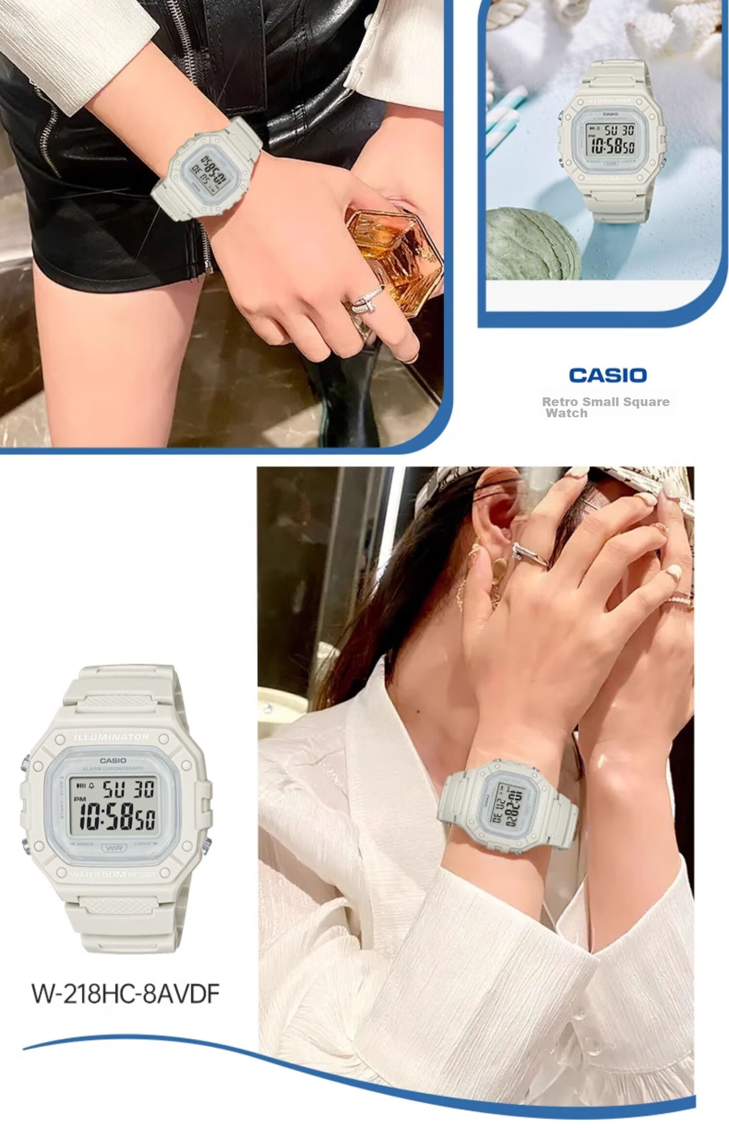 Casio Watch, Men's Retro Small Square Sports Waterproof Student Watch for Men And Women, F91W Series Watch W-218H 35