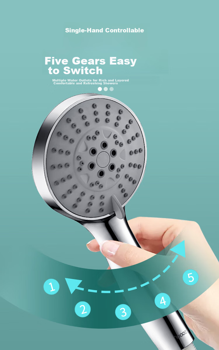KEGOO Handheld Shower Head Set with 5 Water Settings, Shower Head Hose Base Three-Piece Set K201223 5