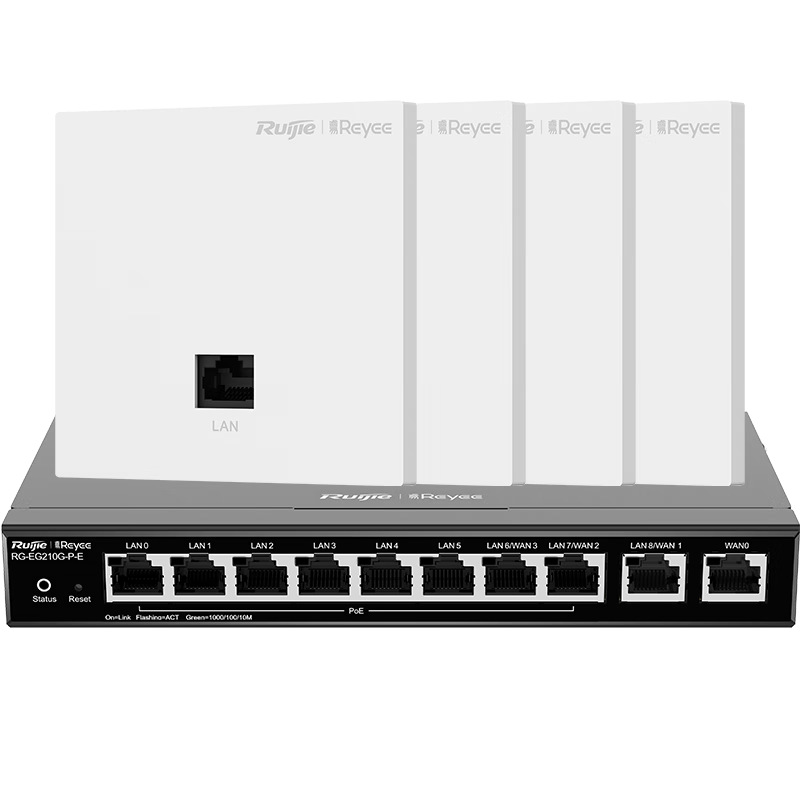 Ruijie Home Whole-House WiFi 6 Router Gigabit Dual-Band 3000M Enterprise-Grade AC+AP 1-To Panel Set RG-EG210G V2+RG-EAP162(E)*5