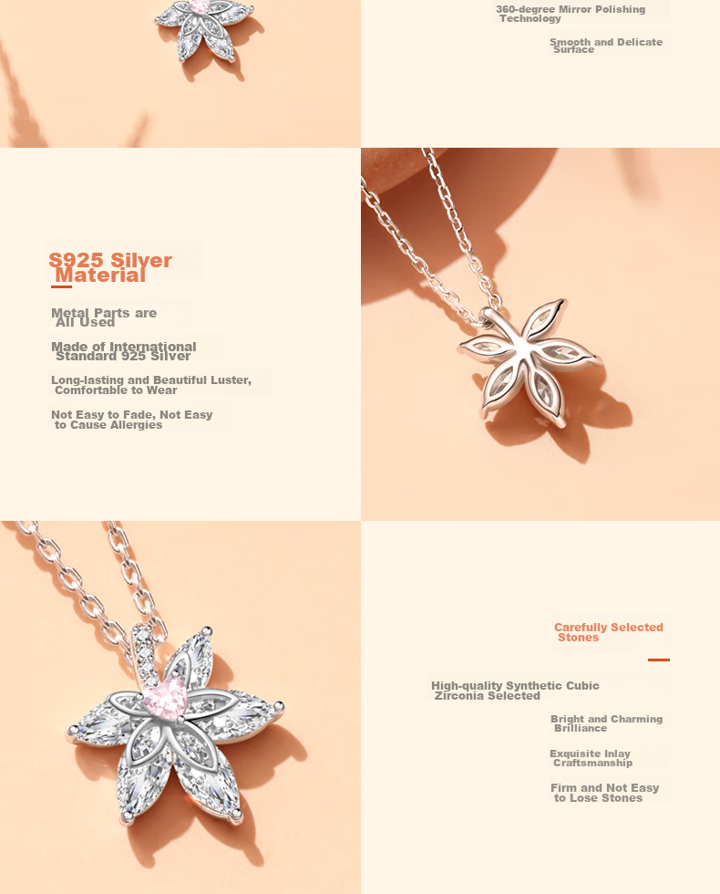 Fanci Maple Leaf Necklace for Women, Silver Collarbone Chain, Luxurious High-End Jewelry, Birthday Gift for Girls Or Wives 11