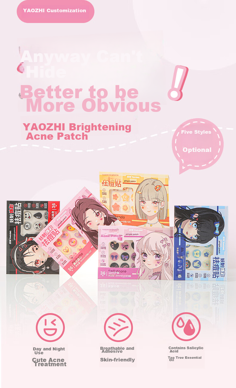 Yaozhi Acne Patch for Women, Concealing, Lightweight, Waterproof, Breathable, Gentle, Soothing, Acne-Fighting, Day And Night Use, Guima Jingling, 36 Patches 1