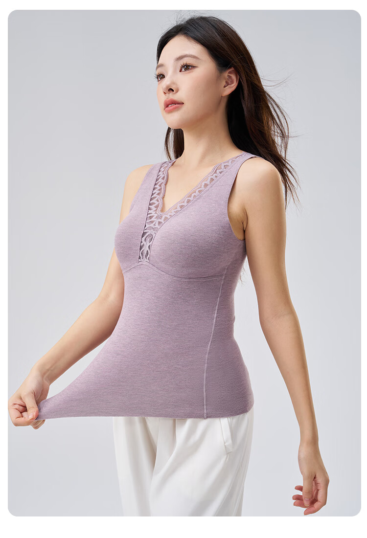 THREEGUN Women's Thermal Underwear Double-Sided Fleece Vest with Chest Pad Deer Velvet Base Layer 19