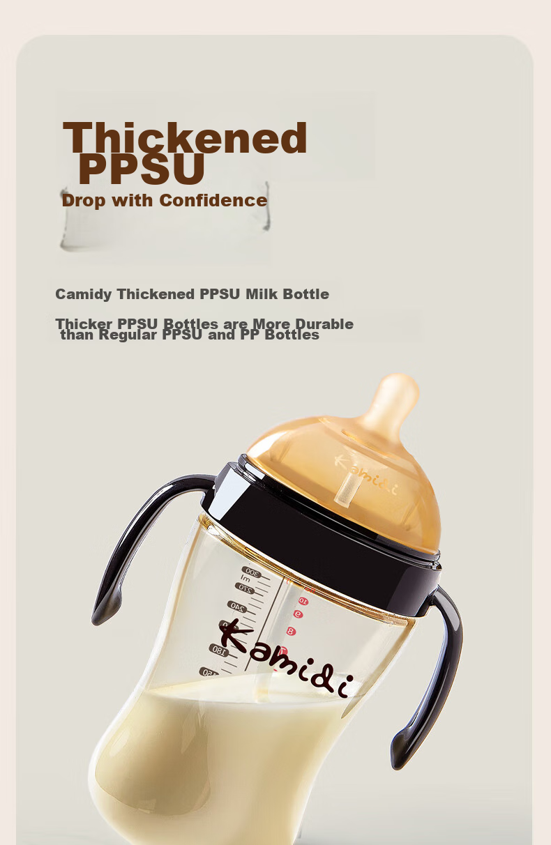 Kamidi PPSU Baby Bottle, Newborn Infant Large Size, Breast-Like Weaning Straw Bottle, 210ml - 3 Holes 7