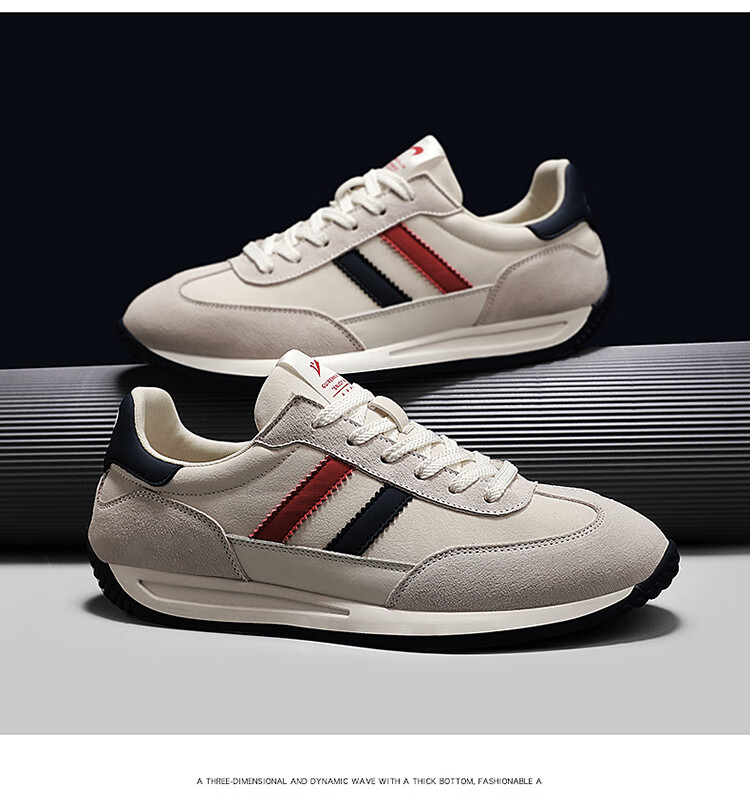Guirenniao Men's Casual Shoes 2025 Retro Breathable Sports Running Shoes Beige/Light Khaki/Earthy Yellow Size 43 19