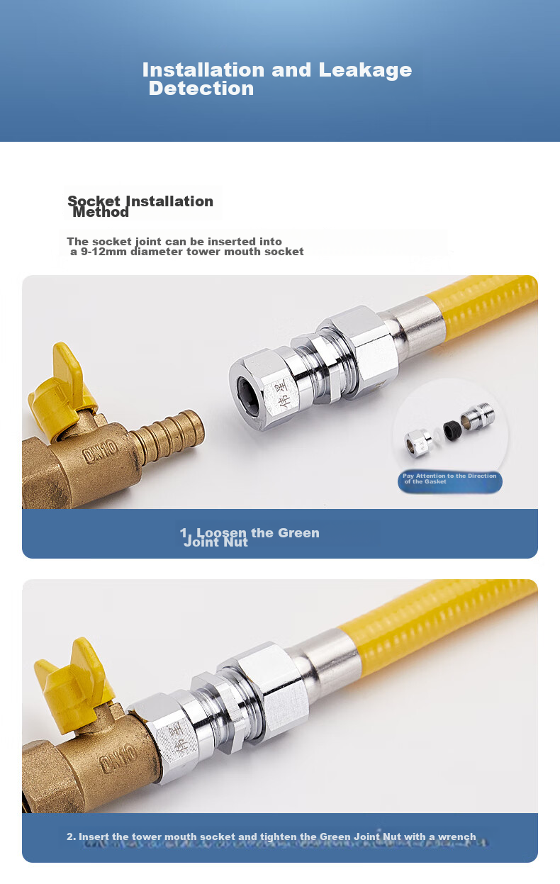Weixing Integrated Gas Pipe, 1.5 Meters, Water Heater Wall-Mounted Boiler Gas Stove, National Standard 3C Stainless Steel Connecting Pipe, Explosion-Proof Pipe 11