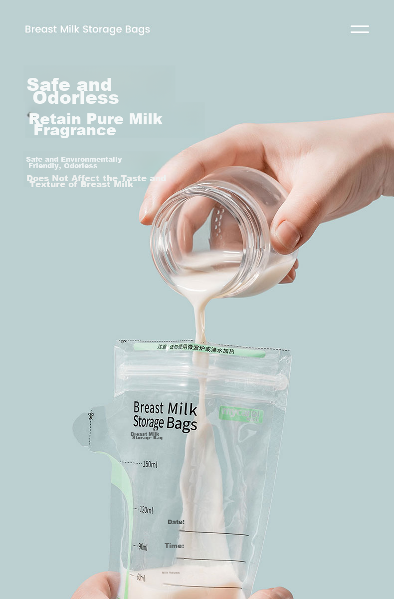 MyCarol Bottle Storage Bags for Breast Milk, Disposable Milk Powder Dispensing Bags for Baby Food Storage, 100ml*32 Pieces 4
