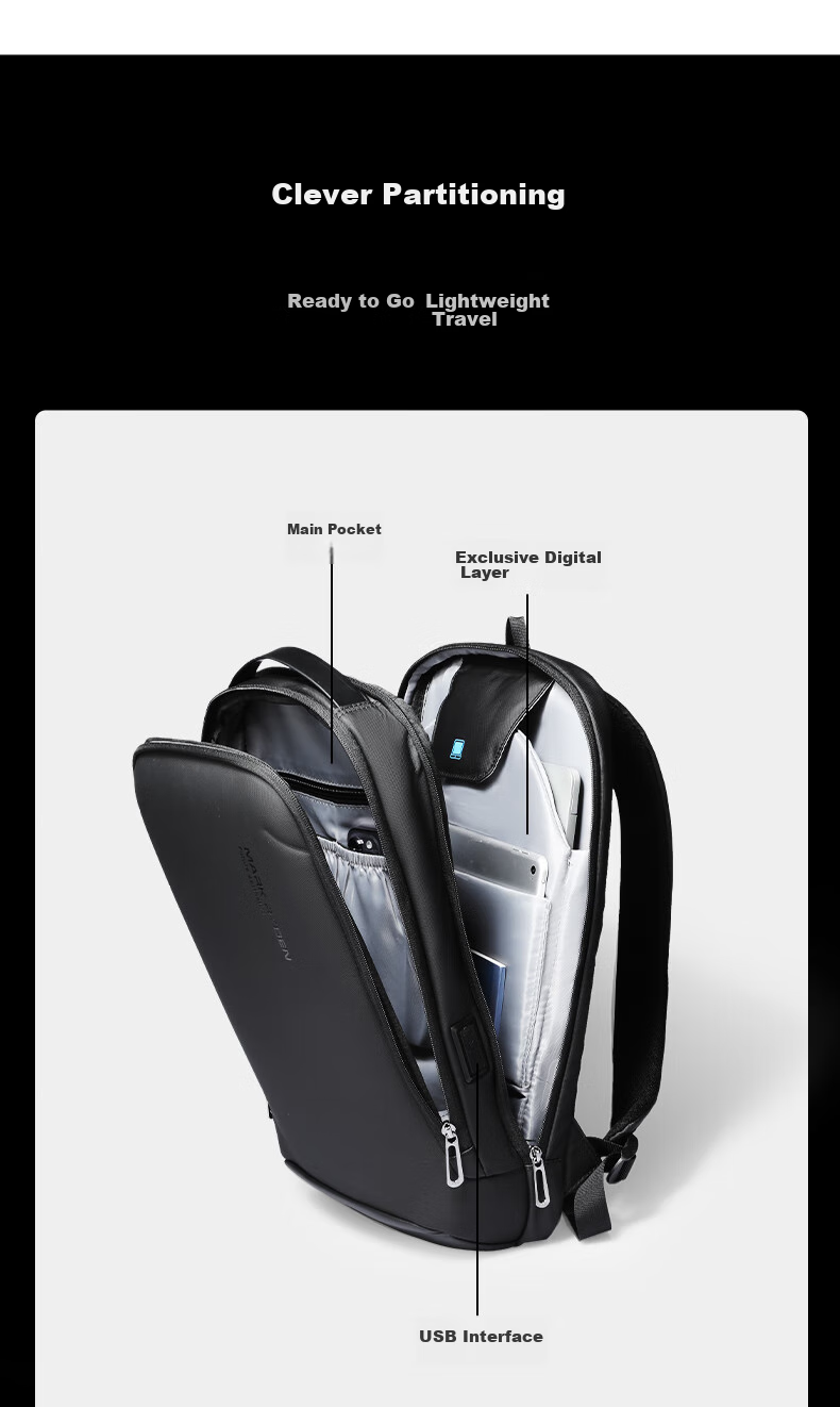 MARK RYDEN Backpack for Men, Lightweight Travel Bag, 17.3-Inch Laptop Bag with Wet And Dry Separation, MR9008 Elegant Black Upgraded Versio 5
