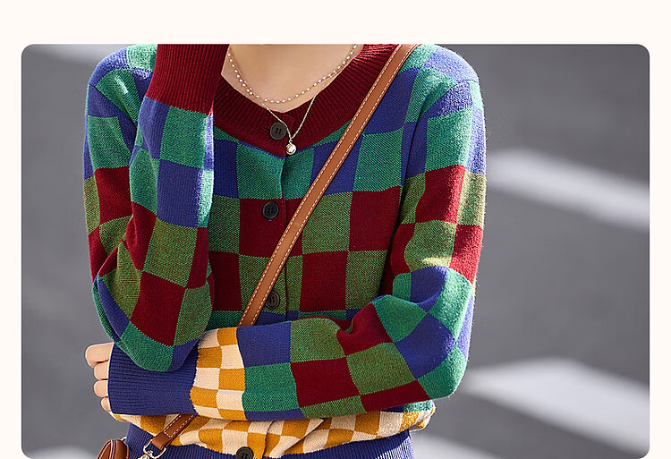 Dme [Duobang Geshen Zhima Dian Tihua] Spring And Autumn Round Neck Long Sleeve Cardigan, Retro Knit Sweater Women's Top 4