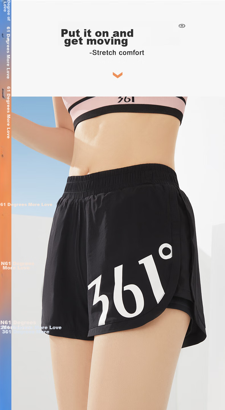 361° Sports Fitness Yoga Shorts, Summer Lightweight, Anti-Exposure, Fake Two-Piece Design, Running Sports Outer Wear, Breathable Shorts 16
