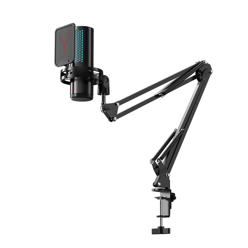 Newmine ZM09E Cantilever Stand, Computer Microphone, Gaming And Live Streaming Condenser Microphone for Karaoke, USB Noise-Cancelling Microphone, Desktop And Laptop Microphone