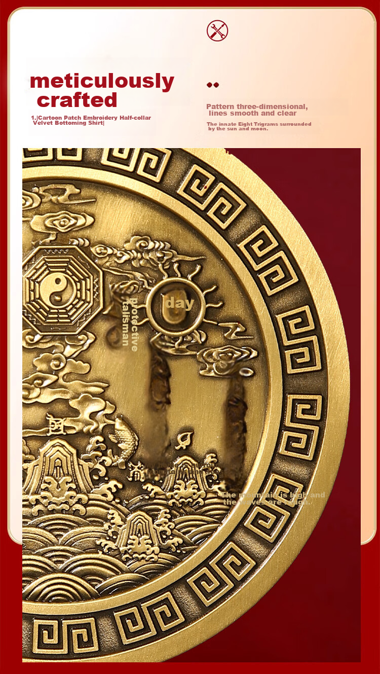 Binyue Brass Bell Pendant, Yellow Brass Bell for Doorway, Super Loud Sound Chinese-Style Entrance Door Hanging Ornament for Main Door, Large Size 11