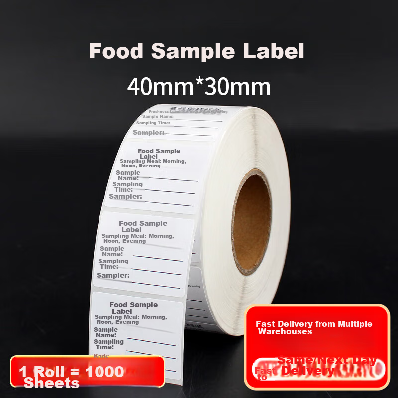 Linlei Food Sample Retention Label Sticker, Sampling Label Adhesive, Regular Adhesive, 4*3, 1000 Sheets Per Roll (1 Roll)