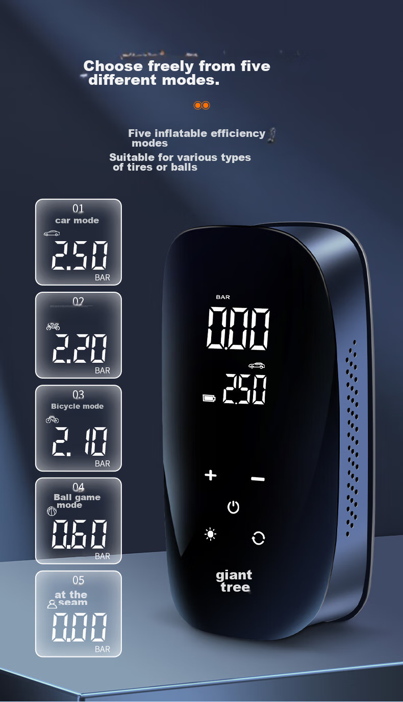 Jumu Car Air Pump, Wired And Wireless Dual-Use, for Car Tires And Home Use, Electric Air Compressor with High Power 15