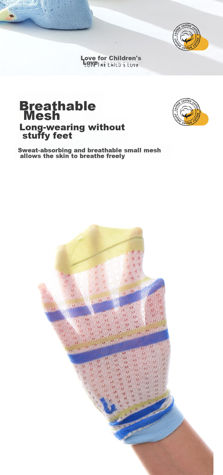 MiiOW Children's Socks for Boys, Summer Thin Breathable Mesh Socks, Boys' Thin Mid-Calf Cotton Casual Socks 4