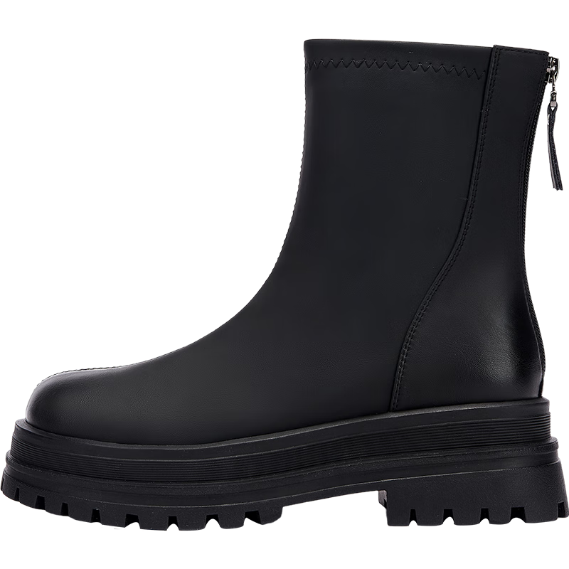 DAPHNE Fashion Heightening Ankle Boots for Women, Autumn And Winter Single Boots, Chelsea Martin Boots, Elastic Slim Boots, Black, Size 39
