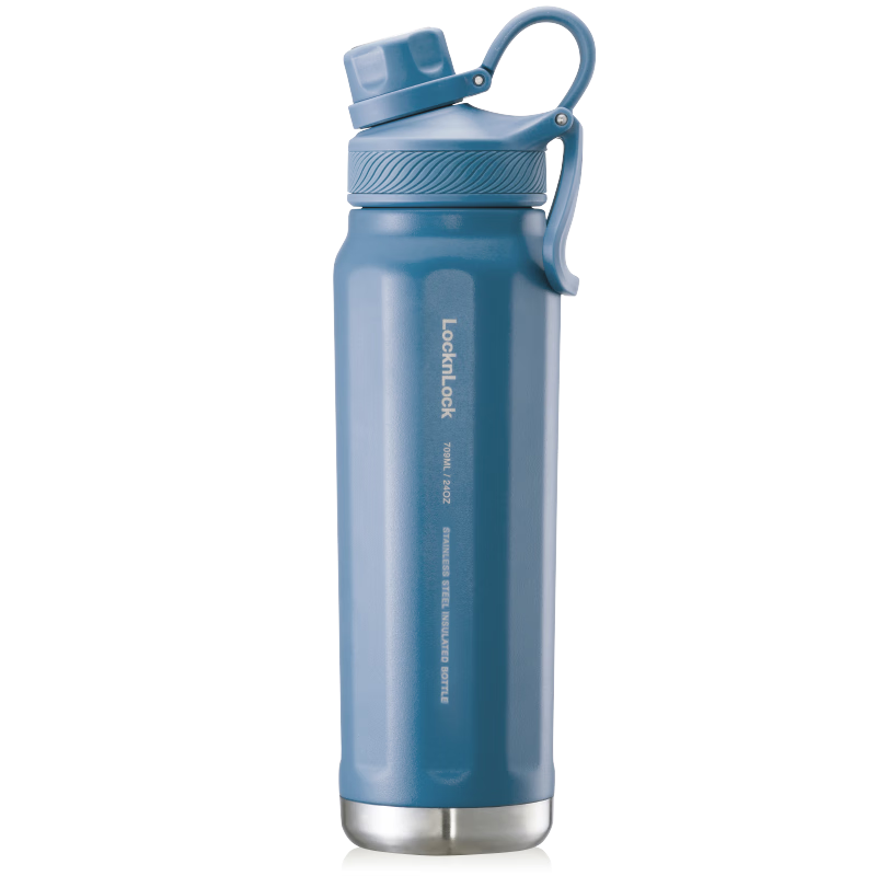 LOCK&LOCK Insulated Sports Bottle, Portable Thermos, Large Capacity Water Cup, 709ML, Blue, LHC3251BLU