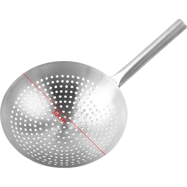 BJ Stainless Steel Strainer, Kitchen Oil Drum Skimmer, Round Hole Ladle, Commercial Large Strainer for Hotels, Canteens And Restaurants, 30cm