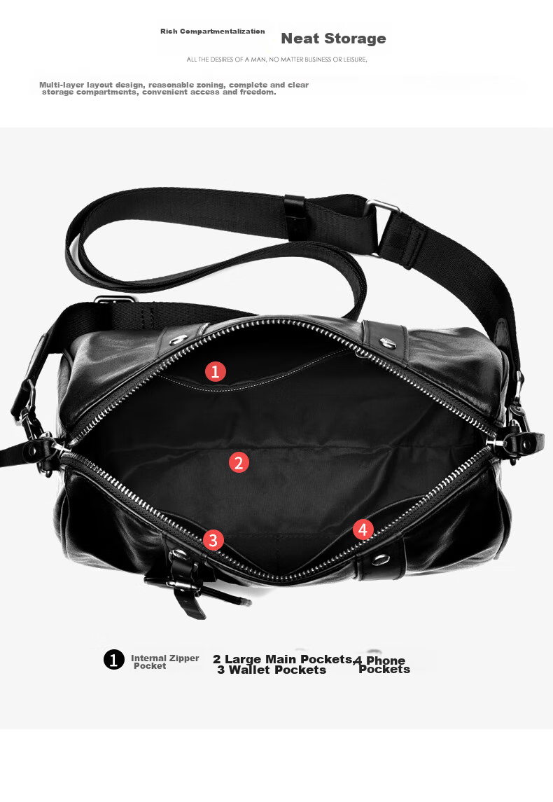 Pabojoe Top-Grain Leather Shoulder Crossbody Bag, Large Capacity Shoulder Bag, Commuter Backpack for Men, Versatile Fashionable Trendy Men's Bag 5