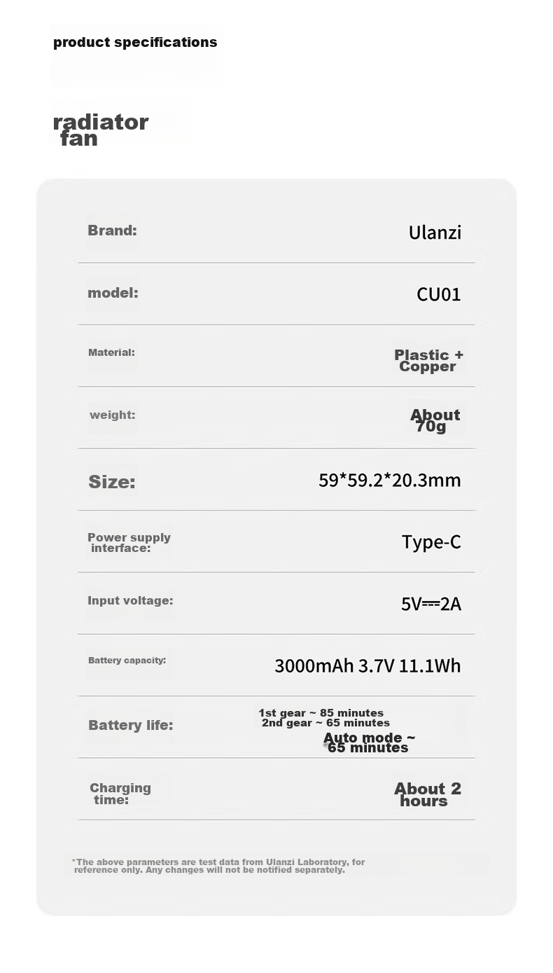 Ulanzi Camera Constant Temperature Semiconductor Heat Sink Battery Live Streaming Cooling High-Speed Fan Silent Intelligent Temperature Control Fan for Sony Canon Fuji Cameras Clip-On Heat Sink 3