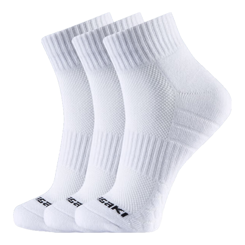 KAWASAKI Badminton Socks for Men, Terry Bottom Sports Mid-Length Socks 6323 (Three Pairs), White, One Size Fits All