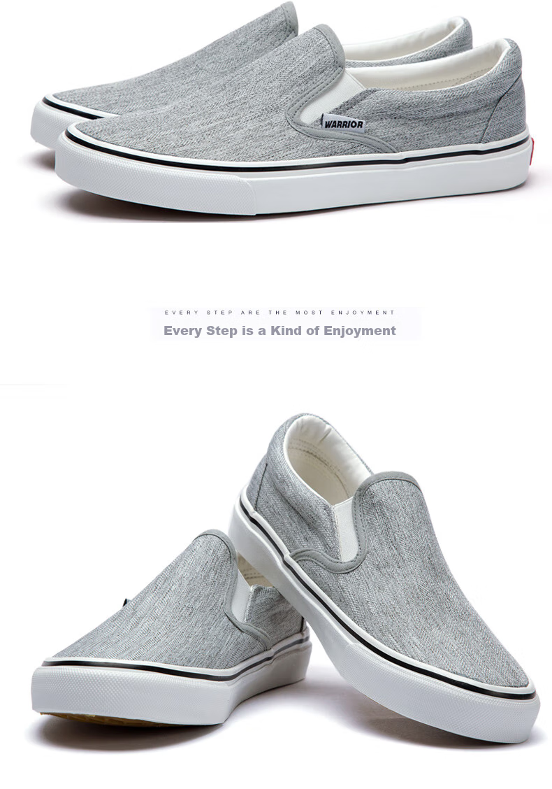 Warrior Canvas Shoes for Men, Comfortable Slip-On Loafers, Traditional Beijing Cloth Shoes, Casual Footwear A066 Gray 41 14
