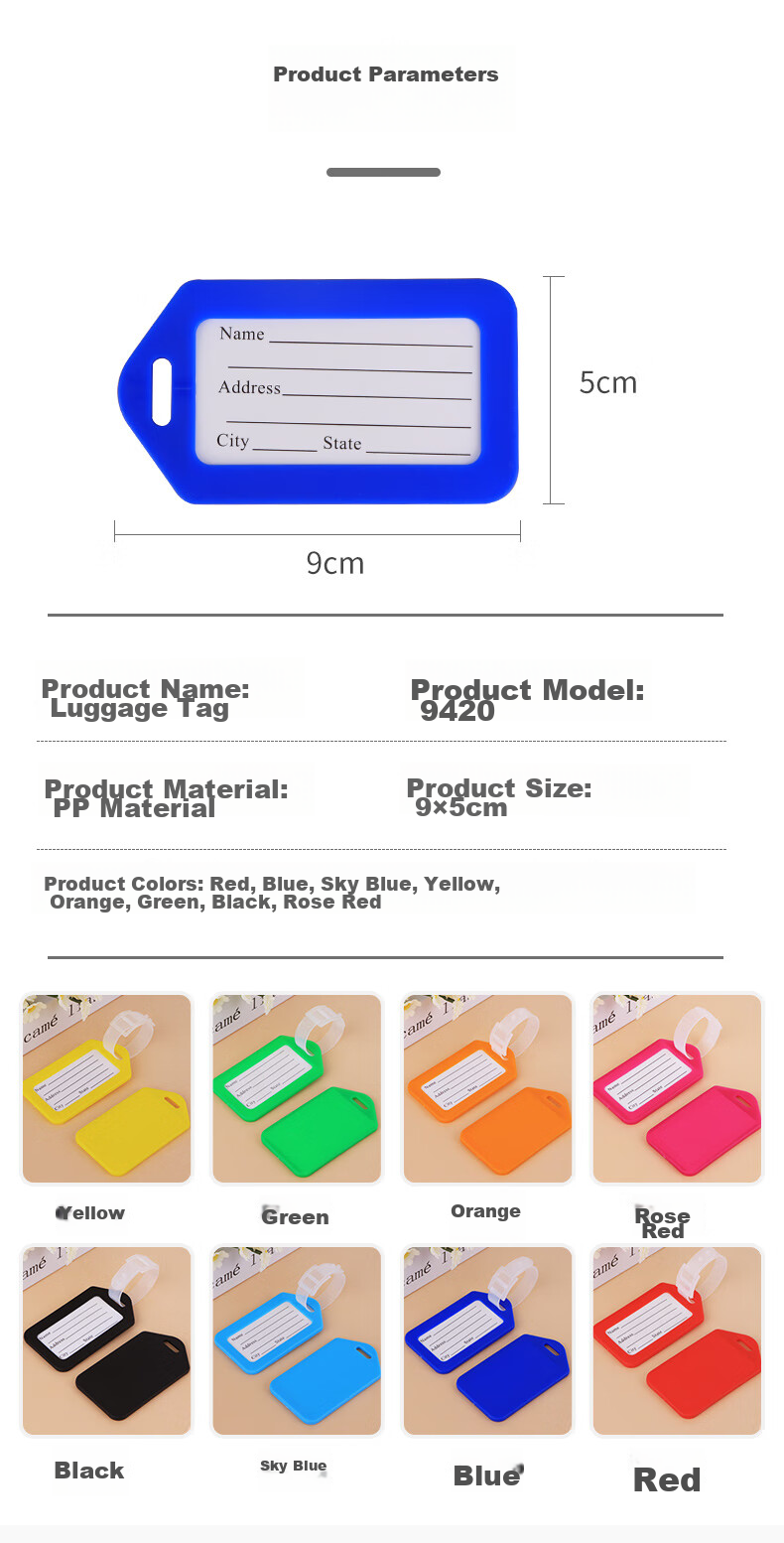 Youbili Travel Luggage Tags, Suitcase Tags, Check-In Tags, Identity Tags, Luggage Labels, Pack of 5, 9420 Rose Red 3