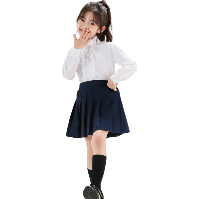 Yinuofang Girls' Pleated Skirt, Wine Red with Safety Shorts, Children's Day Performance Chorus Dress, Navy Blue Performance Skirt for Girls