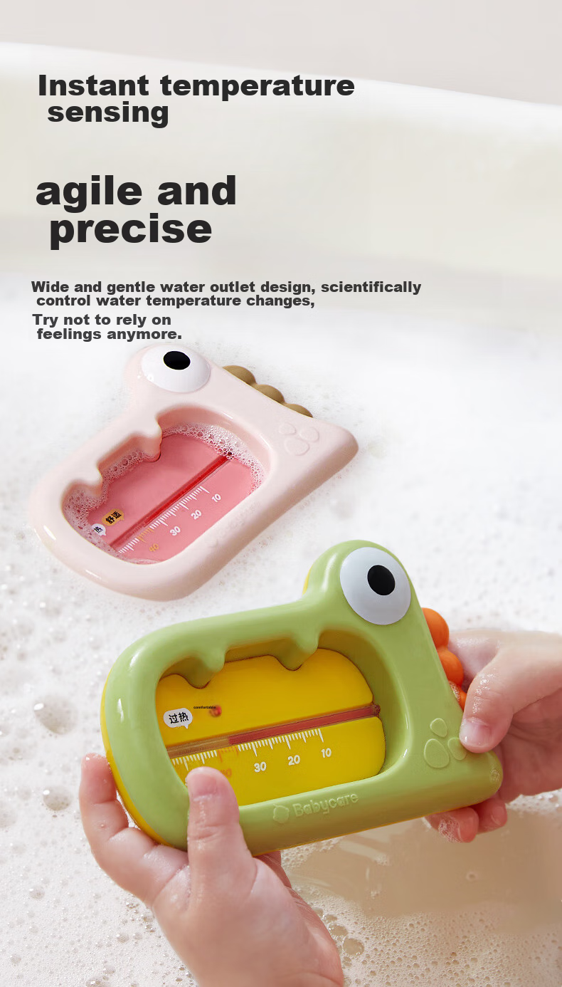 Babycare Baby Bath Water Thermometer, Children's Bath Temperature Tester, Home Use Bath Thermometer, Little Dinosaur Design, Moss Green Color 2