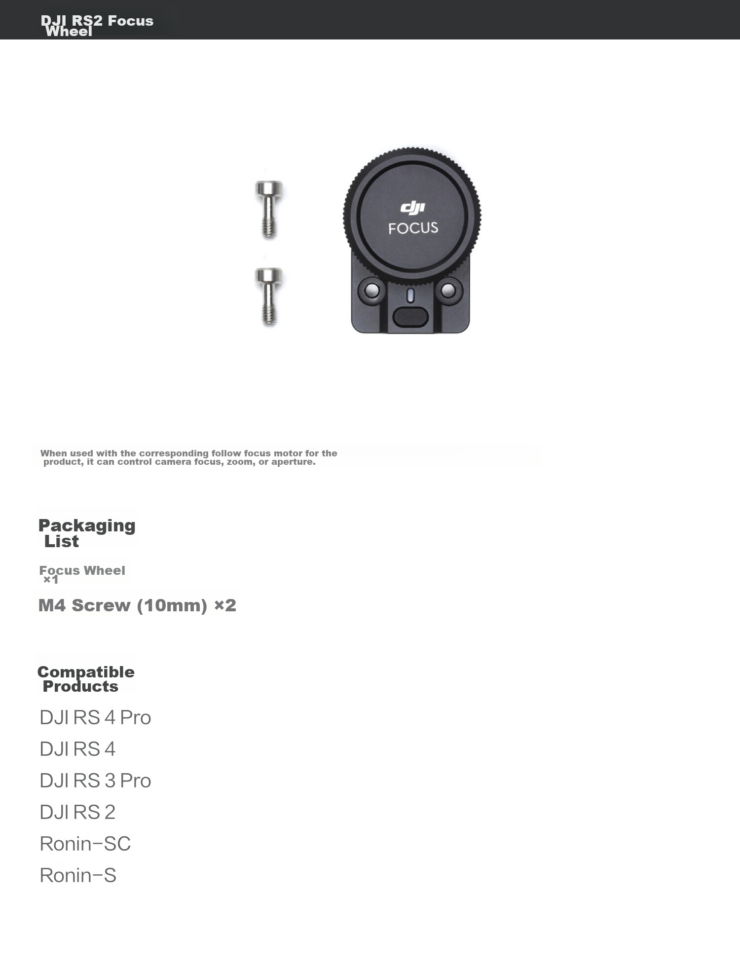 DJI RS Follow Focus Wheel, Accessories for DJI RS 5/DJI RS 4 Pro/RS 3 Pro/Mavic Air 2/Mavic Air 2C/Mavic Air 2S, Gimbal Stabilizer Accessories 1