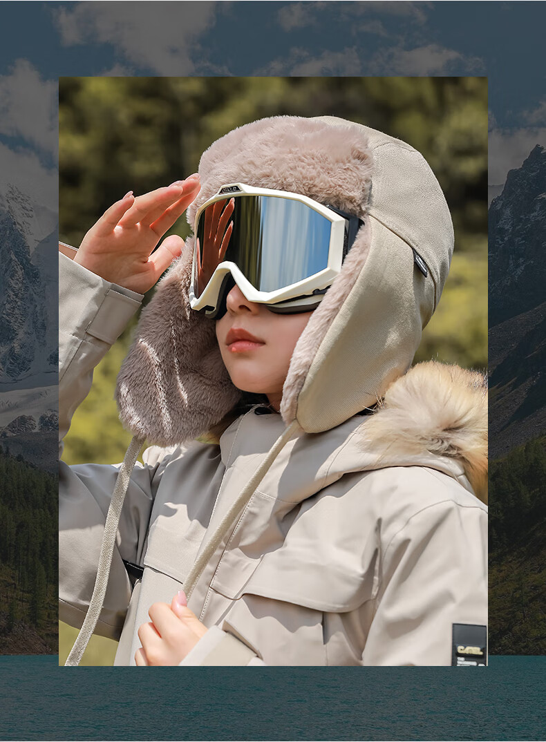 CAMEL Warm Lei Feng Hat for Autumn And Winter, Windproof with Ear Protection, Cotton Pilot Cap for Men And Women A1W3E3103 Black 11