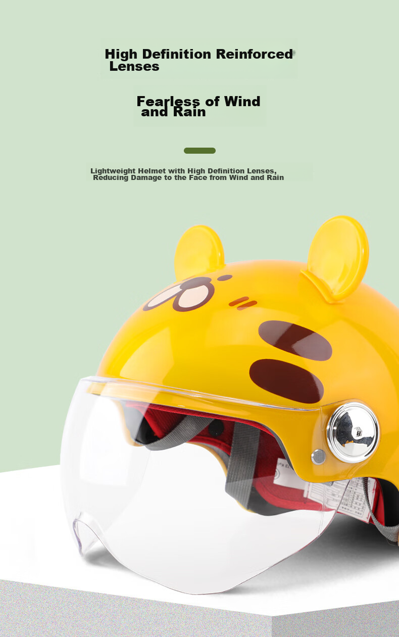 BIGBRO K15 Children's Model, Khaki Panda, New National Standard 3C Certified Motorcycle And Electric Bike Riding Helmet, Unisex for All Seasons, Sun Protection, for Electric Scooters, Summer Half Helmet 6