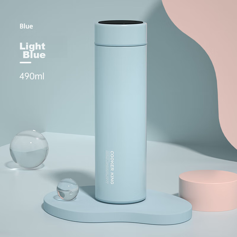 COOKER KING Insulated Mug, 316L Medical-Grade Stainless Steel Tea Infuser Business Portable Thermos Cup, Light Blue, 490ml