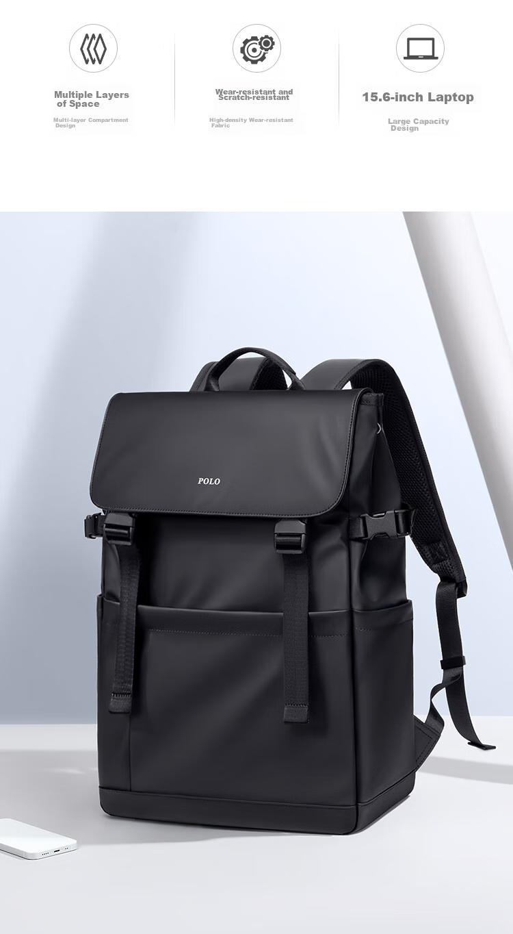 POLO Backpack for Men, Lightweight Travel Backpack with Flip Cover, 15.6/16 Inch Laptop Bag, Business Travel Bag 2