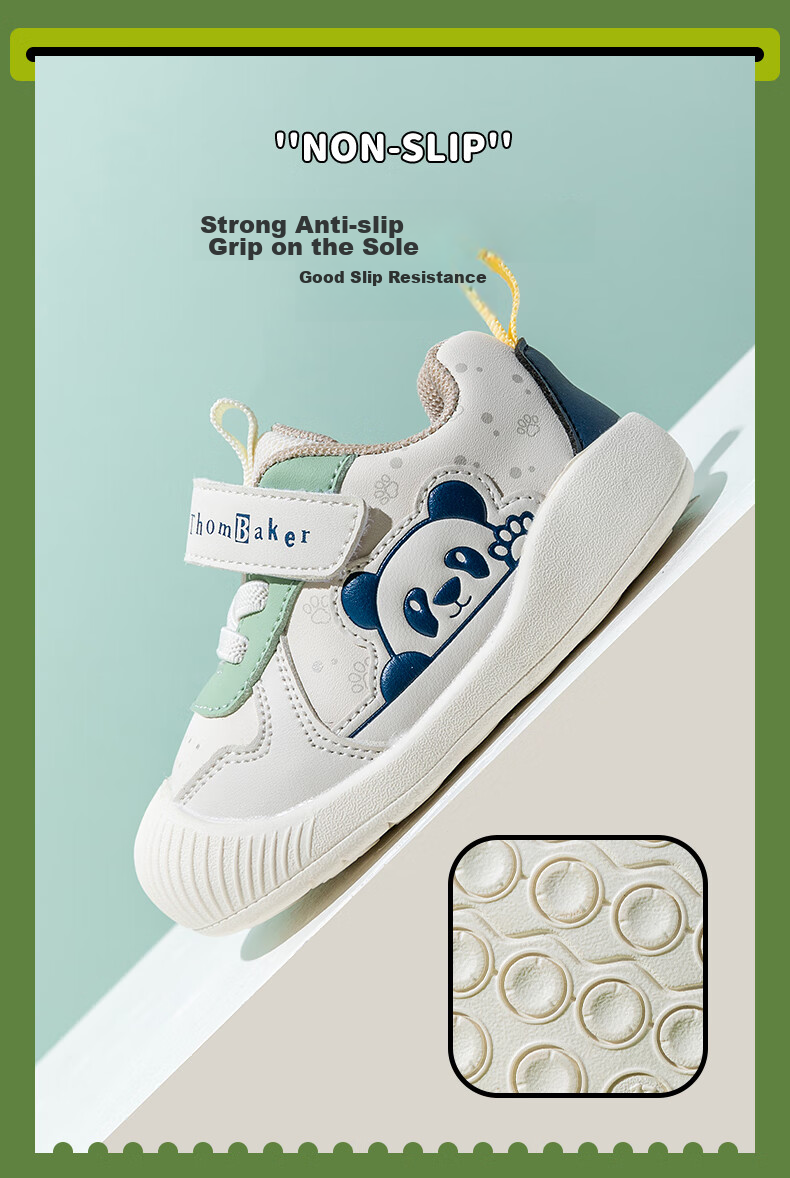 ThomBaker Baby Walking Shoes, Spring New Style, Non-Slip Soft Sole, Breathable Children's Functional Shoes for Boys And Girls, Beige Panda 17 7