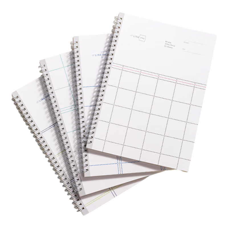 Deli B5/60 Sheets Square Grid 5 Spiral Notebook/Loose-Leaf Notebook/Refill Notebook, Student Homework And Study Notebook for Postgraduate Entrance Exam, 4 Notebooks LB560