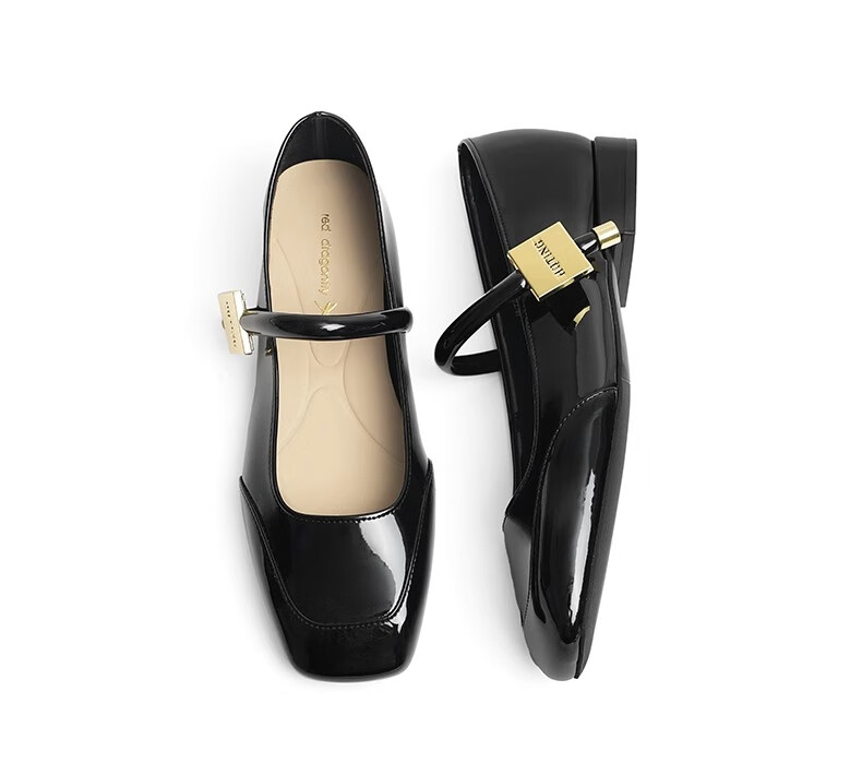 RED DRAGONFLY Mary Jane Women's Shoes Spring And Autumn French-Style Small Flats, Beautiful Retro Flat Leather Shoes WTB24600, Black, Size 37 17