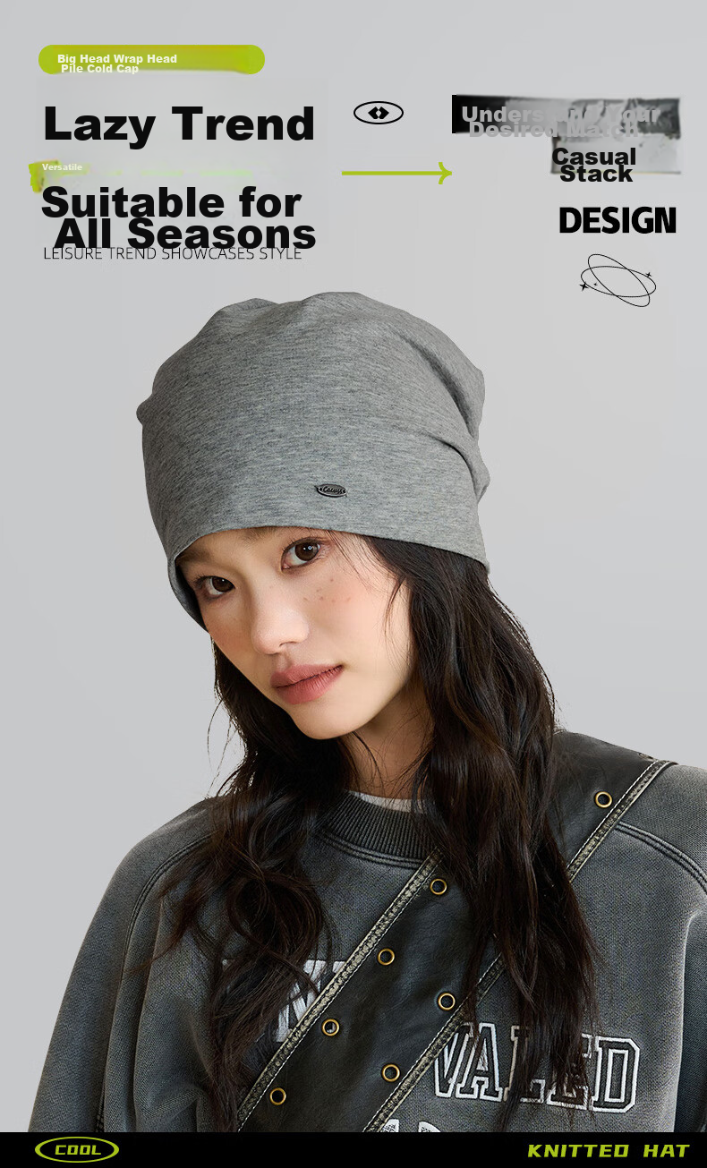 CACUSS Women's Postpartum Hat, Spring And Autumn Cotton Sleep Cap, Thin Head Wrap, Slouchy Hoodie, Cold Weather Cap, Black Medium 4