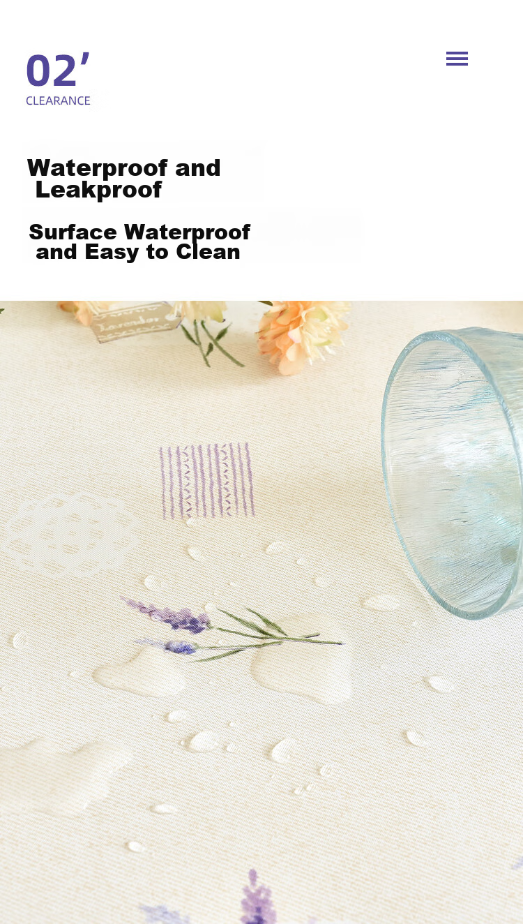 MEIWA Waterproof And Oil-Resistant Washable PVC Tablecloth, Fabric Table Cover, Dining Table Mat, Coffee Table Cloth, 135*135cm, Lavender 4
