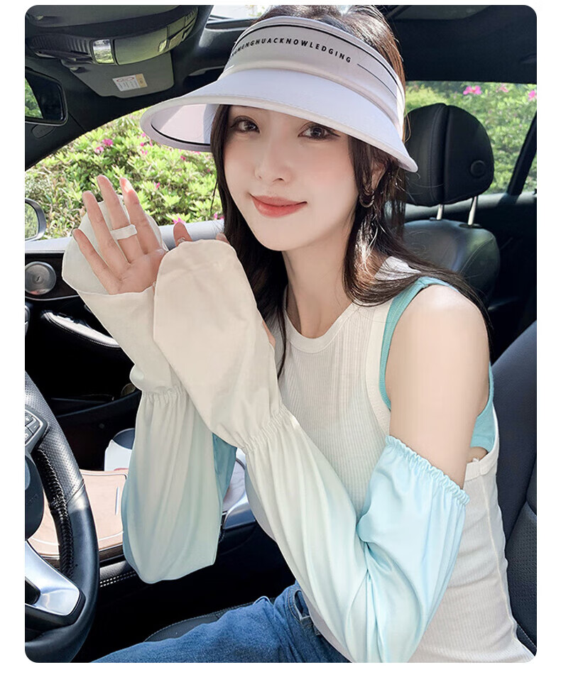 GLO-STORY Women's UV Protection Ice Silk Sun Sleeves Cute Sweet Outdoor Cycling Driving Arm Sleeves 16
